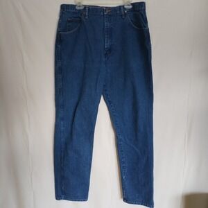 Wrangler 31MWZPW Dark Denim Jeans Tag Size 38x34 (Fits 36x33) Cowboy Relaxed